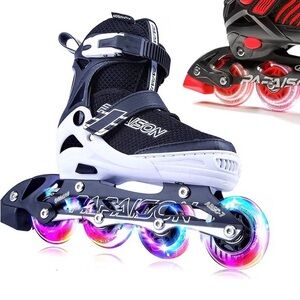 NEW Papaison Adjustable InLine Skates Black & White Size XL 7-10.5 Unisex